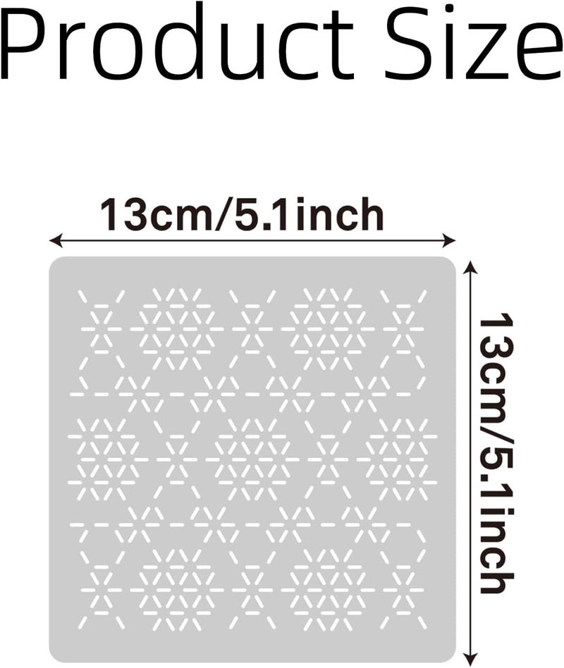 JDRGJTH 32 PCS Sashiko Stencil Kit, 5.1 x 5.1 Inch Plastic Geometric Sashiko Pattern Template Drawing Line Embroidery Pattern for Sewing Hand Quilting and Embroidery - Image 2
